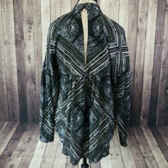 Free People Black White Yellow Walking on a Dream Printed Tunic Top NEW Women XS - Picture 4 of 7